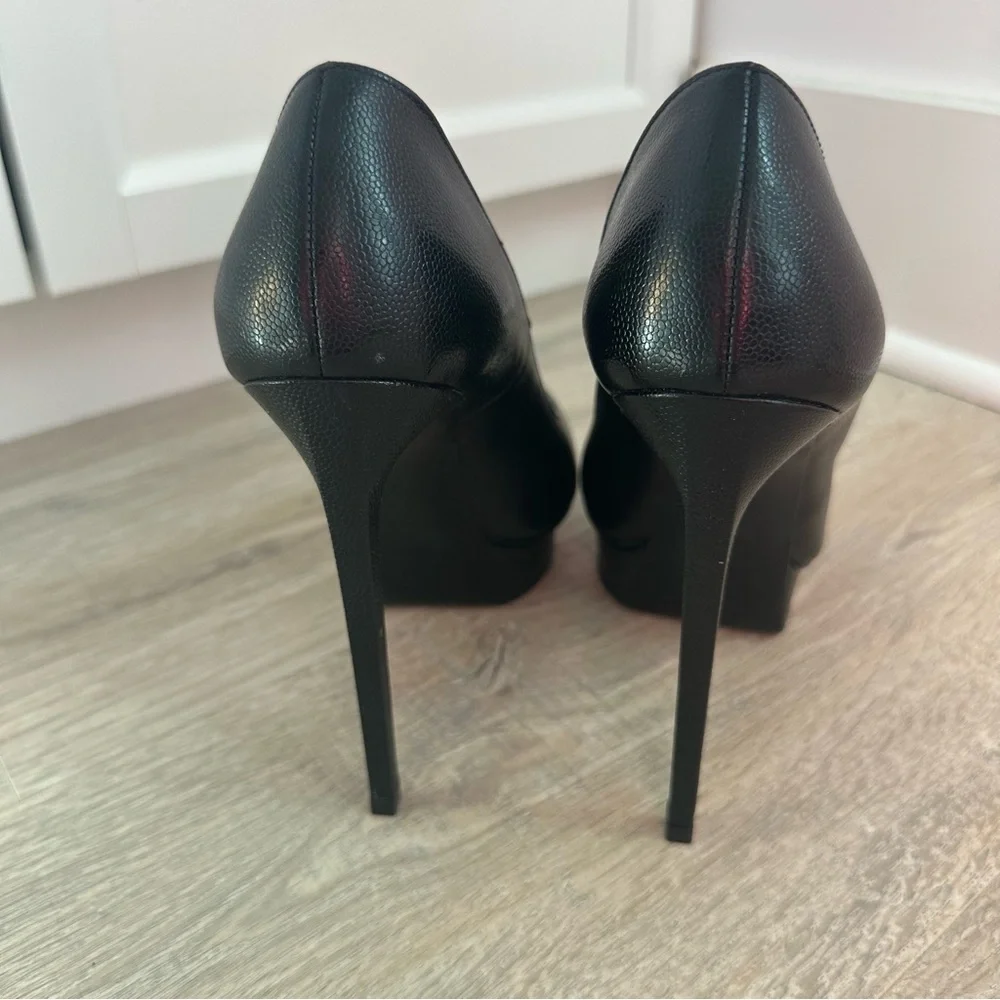Saint Laurent black leather pointed toe high heels - Picture 3 of 8
